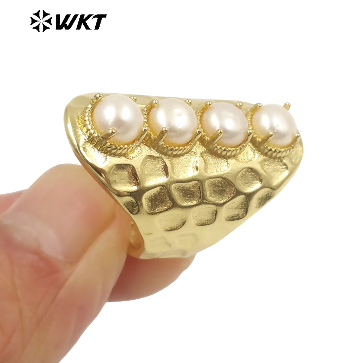 WT-MPR056 WKT Latest High Quality Fashion18k Real Gold Plated Trendy Gift for Women Natural Mother of Pearl Ring