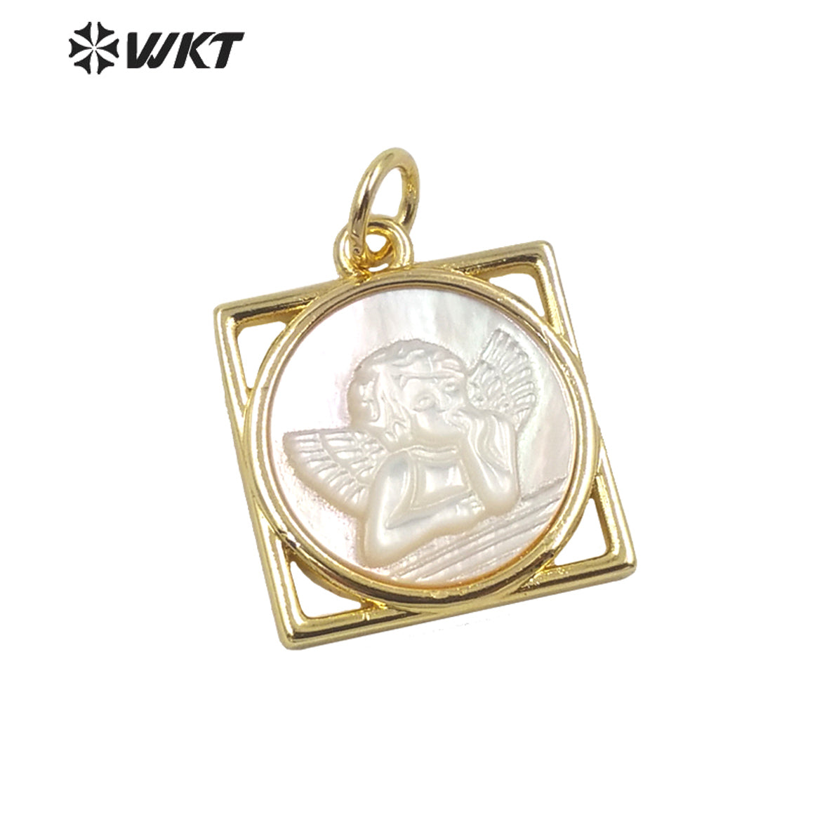 WT-JP294 High Quality Pendant Lovely Angel Carved Shell Earrings 18K Gold Plated Women Gifts Fashion Earrings Shell Earrings