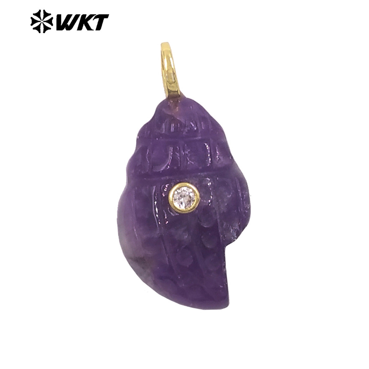 WT-P2122 Popular Lovely Style Natural Gemstones And Zircon Conch Shape Pendants For Handmade Earrings DIY Accessories