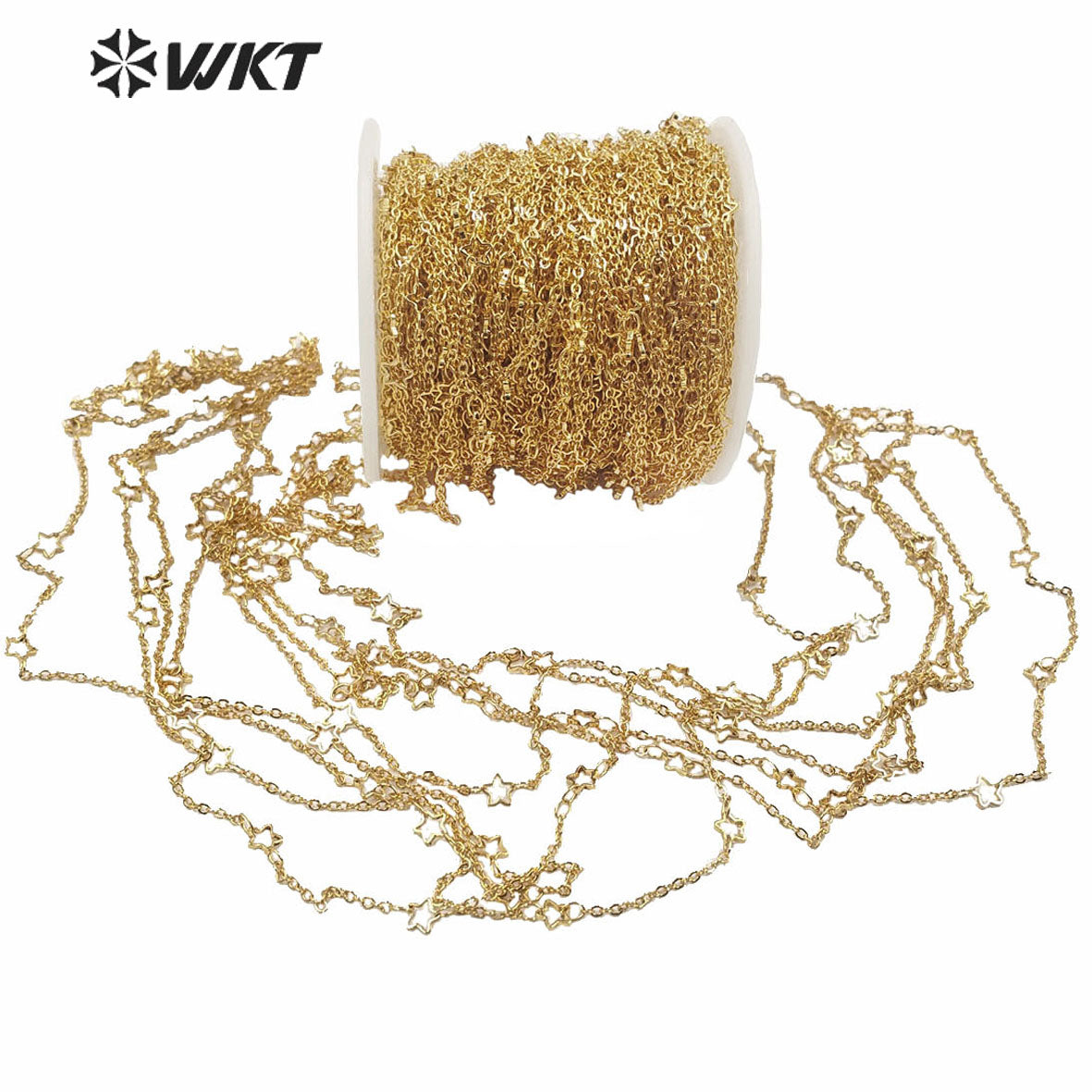WT-BC141 Amazing New Hot Gold Electroplated Brass Star Chain for Bracelet and Anklet Women DIY Jewelry Findings Chain
