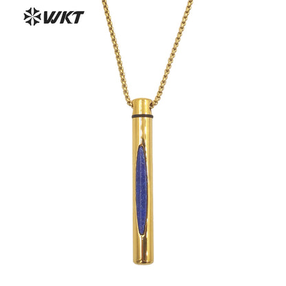 WT-N1371 Niche Design Gemstone Pendant Necklace Inlaid Colored Gemstone Necklace 18k Real Gold Plated Perfume Bottle Necklace
