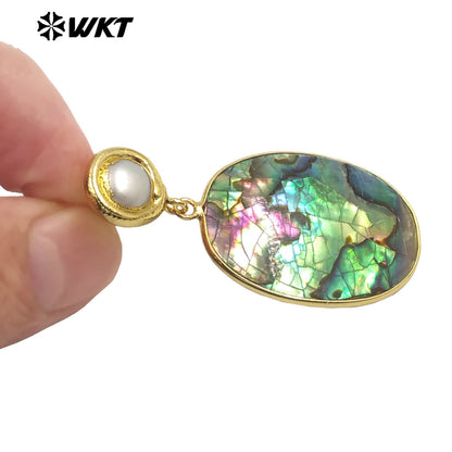 WT-MPE148 High Quality Natural Abalone Shell Pearl Earrings With Gold Plated Women Causal Style for Special Birthday Gift