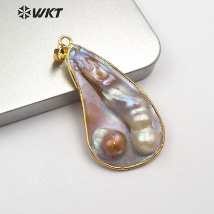 WT-JP159 New Arrival Natural Mother of Pearl Pendant Gold Plated Pearl Pendant Fashion Charm Jewelry Pearl Pendant