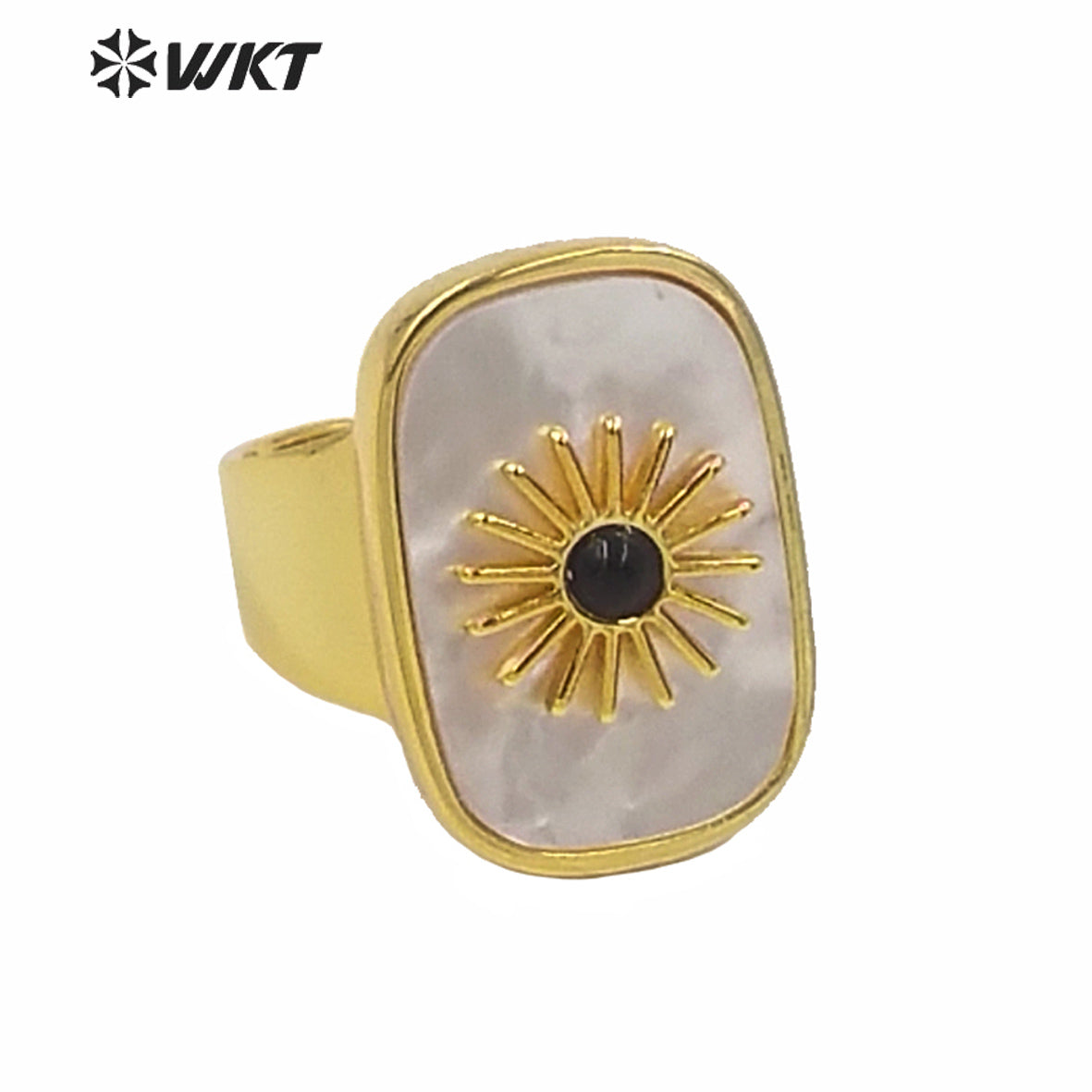 WT-R364 Gorgeous High Quality Square Gold Bezel Stone Setting Cocktail Ring Unique Women Fashion Party Charm Stone Ring