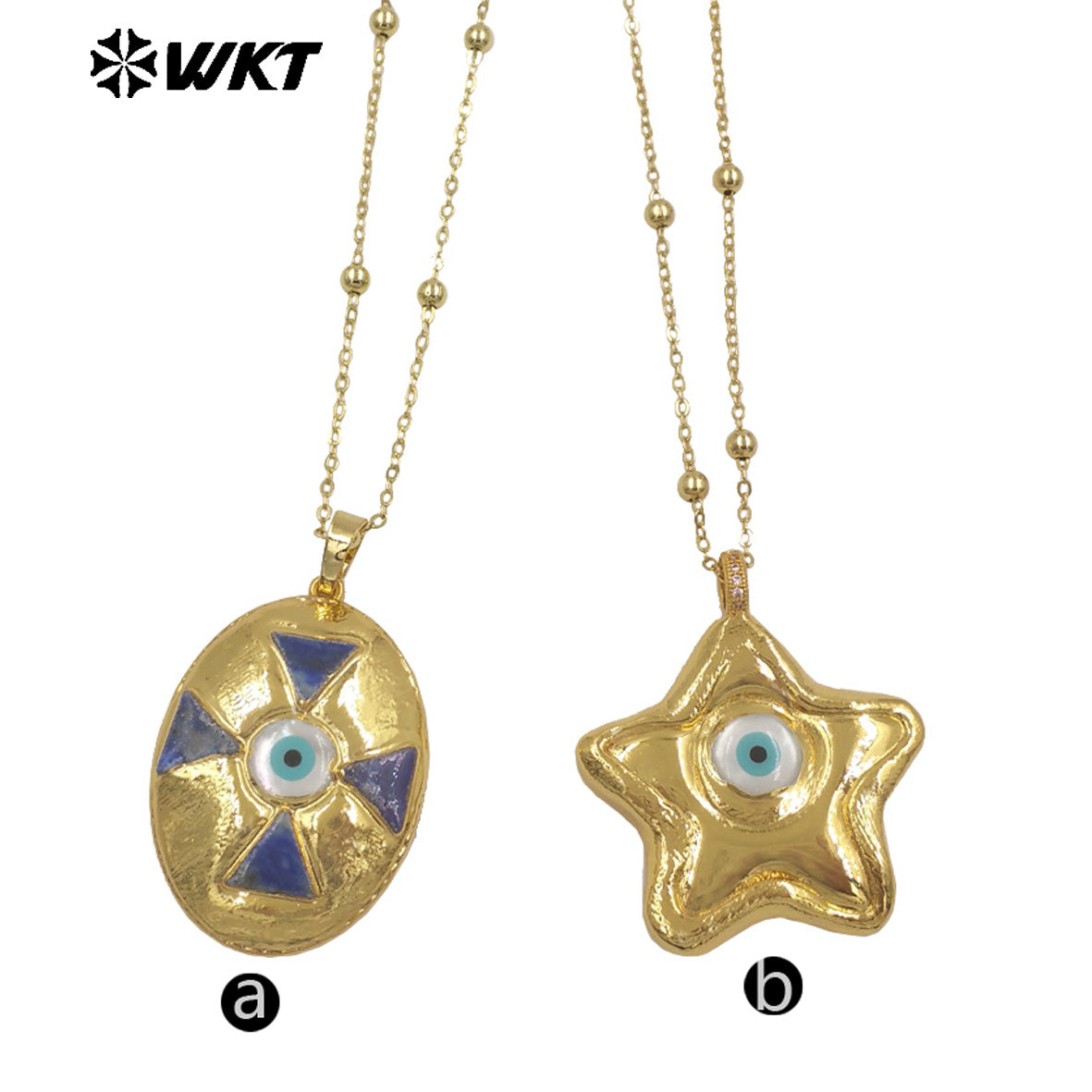WT-JN356 Wholesale 18K Gold Electroplated Shell Eye Star And Egg Shape Design Pendant Necklace For Fashion Party Jewelry