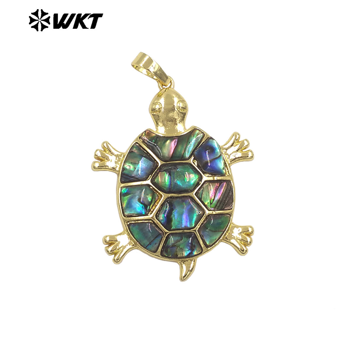 WT-JP513 Cute Style Gold Electroplated Natural Abalone Shell Sea Turtle Little Pendant As Women Jewelry DIY Findings