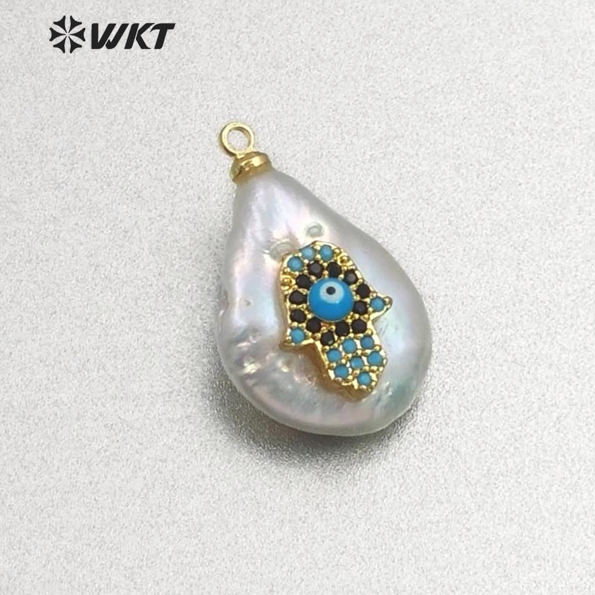 MP133 Hot Sale Jewelry Tiny Star Pendant Pearl With CZ Micro Pave Lady Fashion Irregular Shape Jewelry Freshwater Pearl Pendant