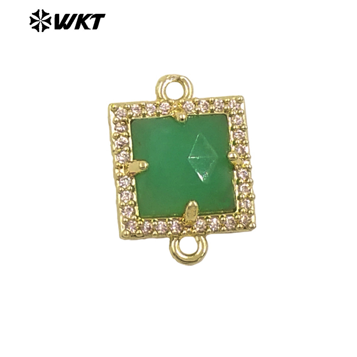 WT-P1993 Classic Wholesale Square Natural Labradorite Amethyst Gemstone Connector Pendant DIY Crafts CZ Accessory Charms