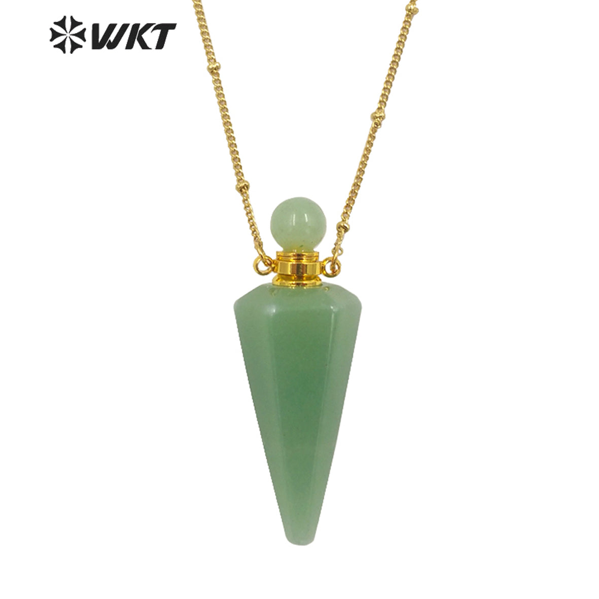 WT-N1407 Amazing Big Long Bullet Shape Natural Gemstone Made Perfume Bottle Necklace Women Essencial Oil Bottle Necklace