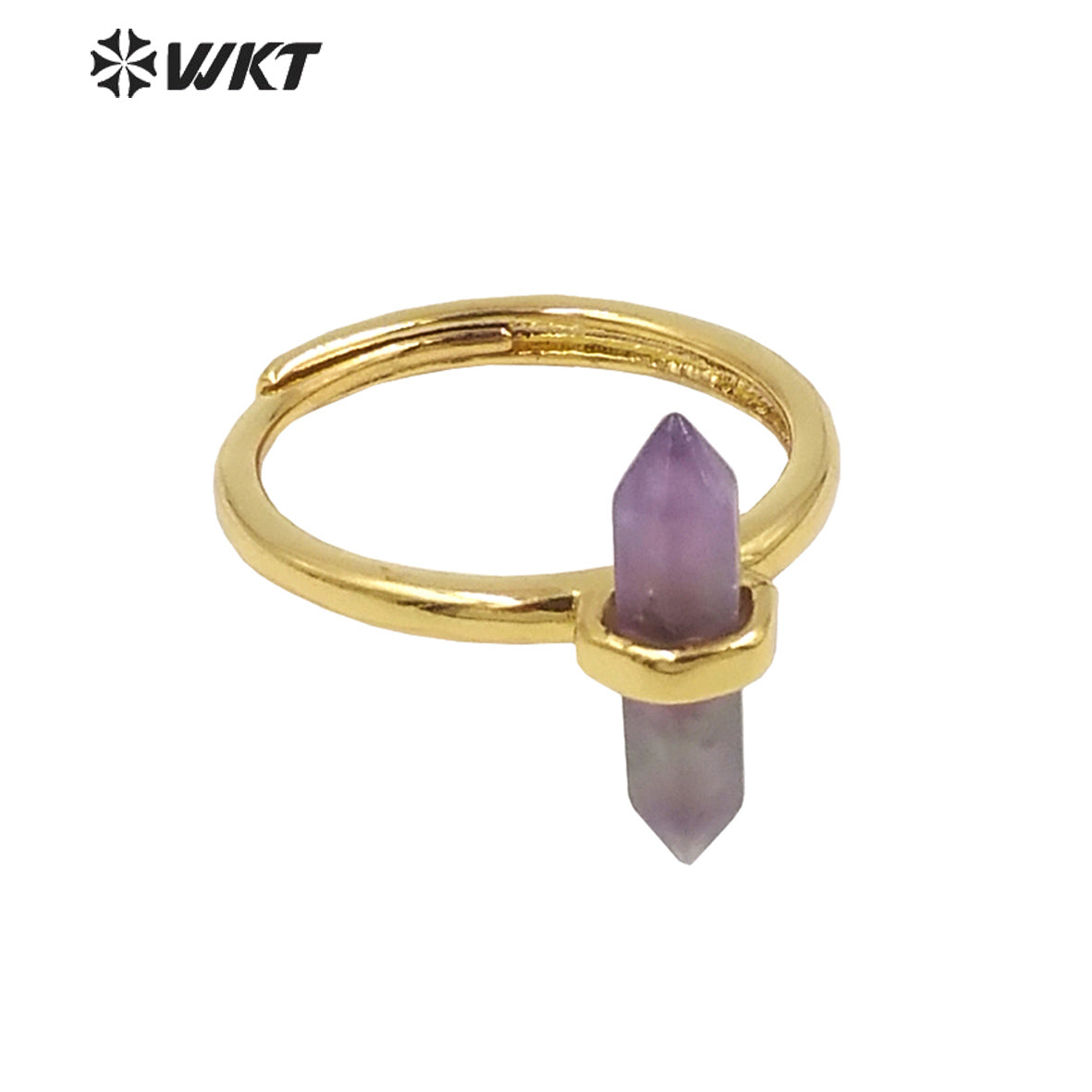 WT-R403 Natural Gemstone Amethyst Rose Quartz Crystal Quartz Pendant Hexagonal Delicate Pendant As Women Gifts Gemstone Ring
