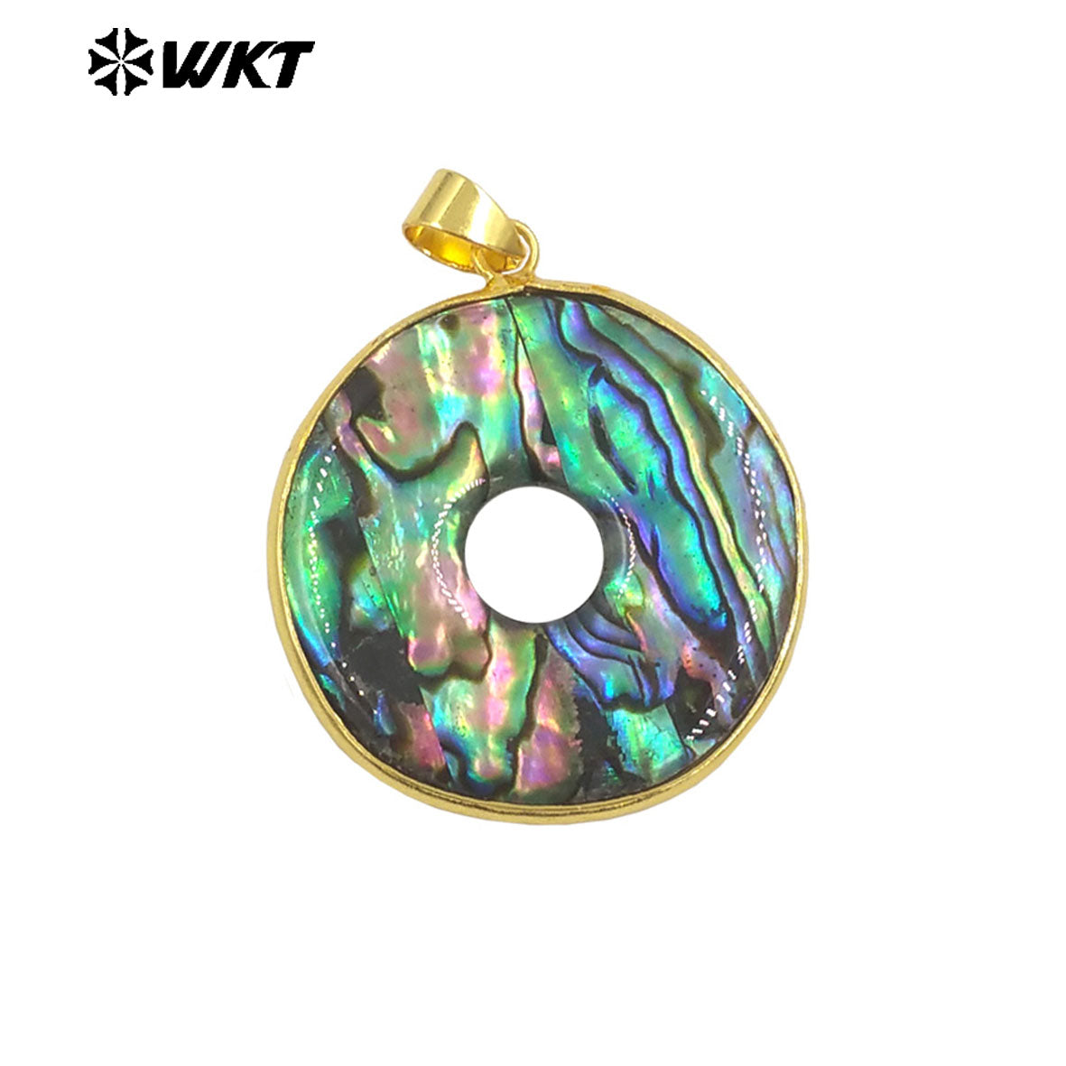 WT-JP406 Beautiful Fashion Abalone Shell Gold Plated Pendant With Round Hole for Women Jewelry Design Accessories High Quality