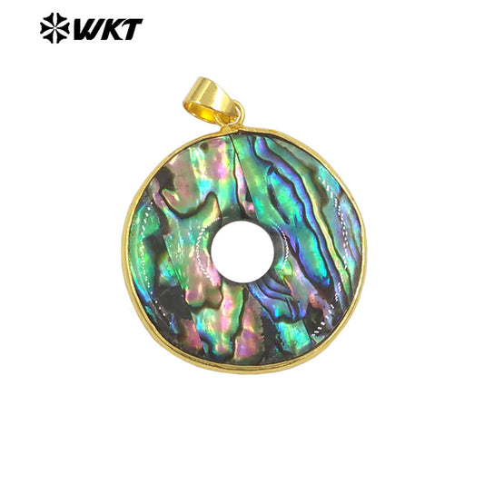 WT-JP406 Beautiful Fashion Abalone Shell Gold Plated Pendant With Round Hole for Women Jewelry Design Accessories High Quality