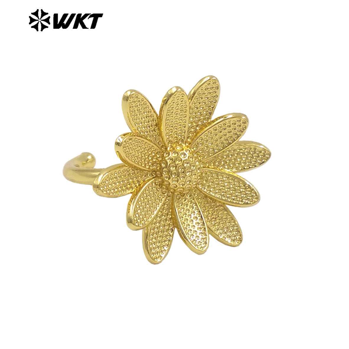 WT-R550 New Product Explosion Holy and Elegant 18K Gold Plated Bodhi Lotus Shape Natural Brass Ring for Women Daily Decoration