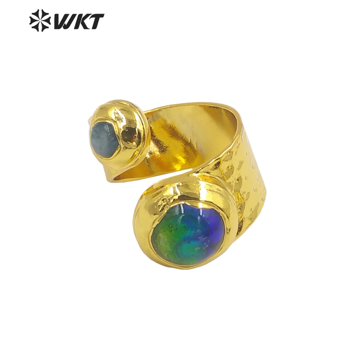 WT-R481 WKT Fashion Design Trendy Gift for Women Colorful High Quality Gorgeous Natural Blue Murano & Kyanite Ring
