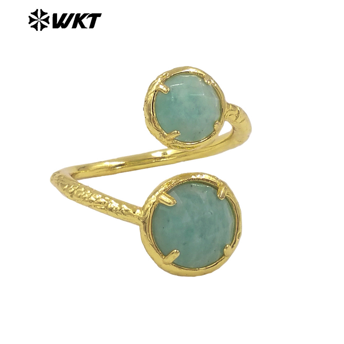 WT-R530 Wholesale Fashion New European Trendy Double Stone Adjustable Birthday Gift Lady Gemstone Ring