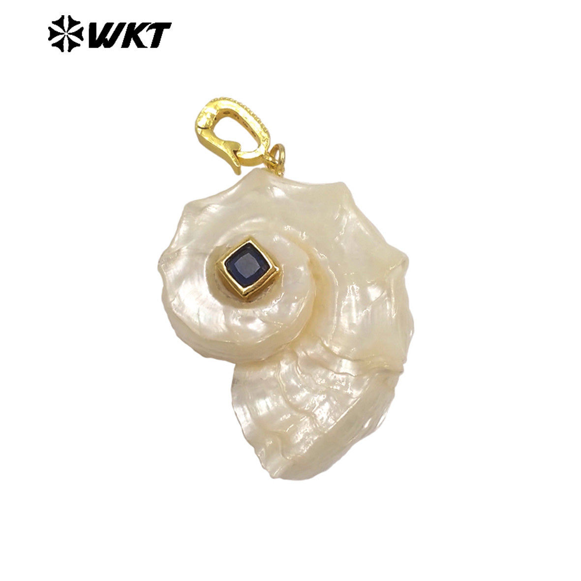 WT-JP475 New Arrival Vintage Style Zircon And Natural Trumpet Gold Pendants For Women Earrings Necklace Jewelry Making