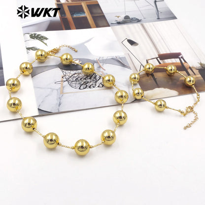 WT-JF350 Wholesale New Hand Craft Strand Round Brass Beads Connect Chain Bracelet for Women