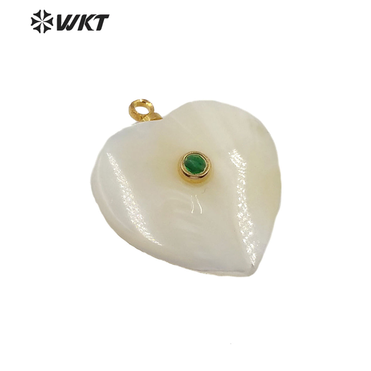 WT-JP209 Natural Heart Shell Pendant With CZ Charm Stylish Jewelry Heart Shape Shell Pendant Gift for Lady