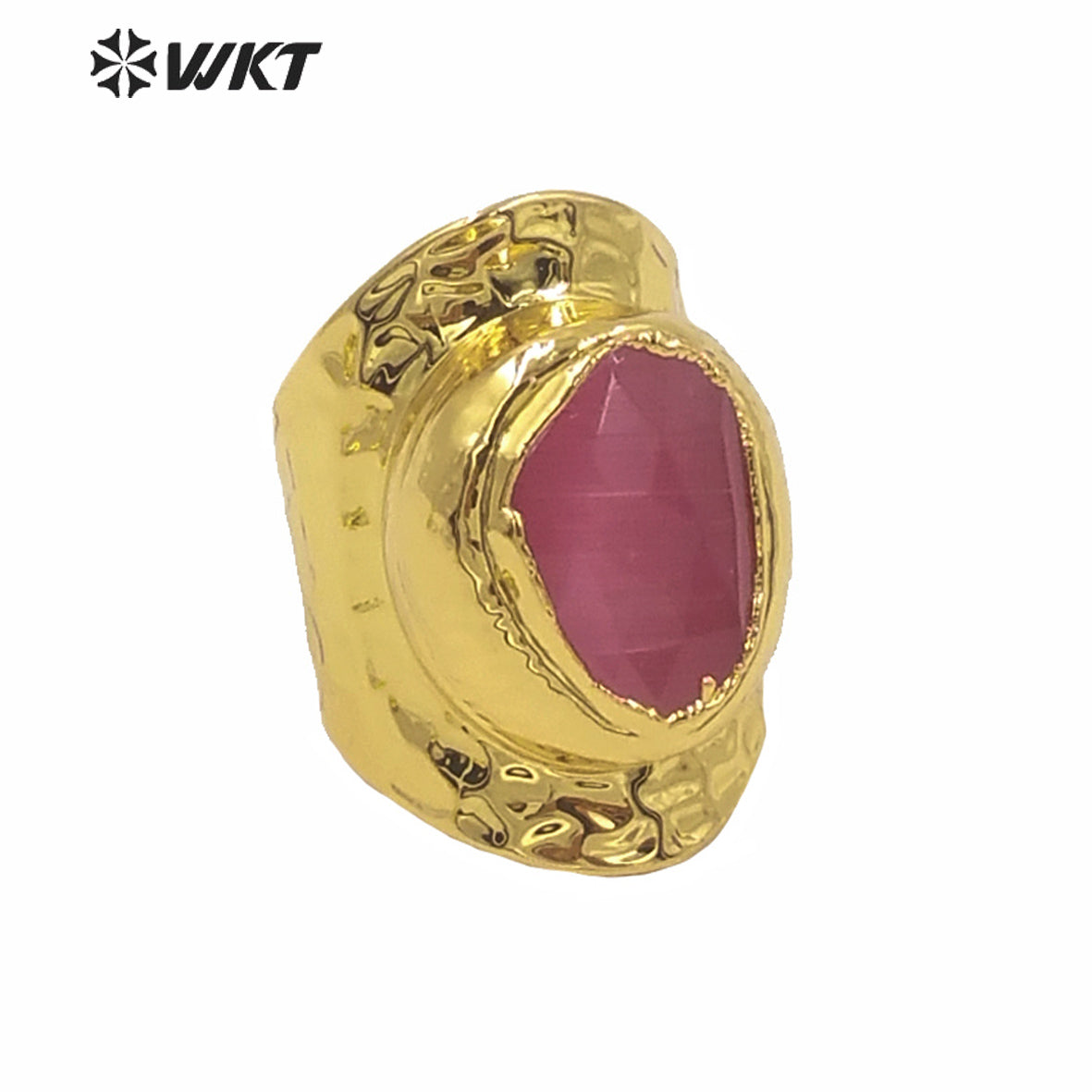WT-R365 Winter Populared Color Cat Eye Stone Cigar Ring 18k Real Gold Plated Resist Tarnishable Wide Band Gold Ring for Women