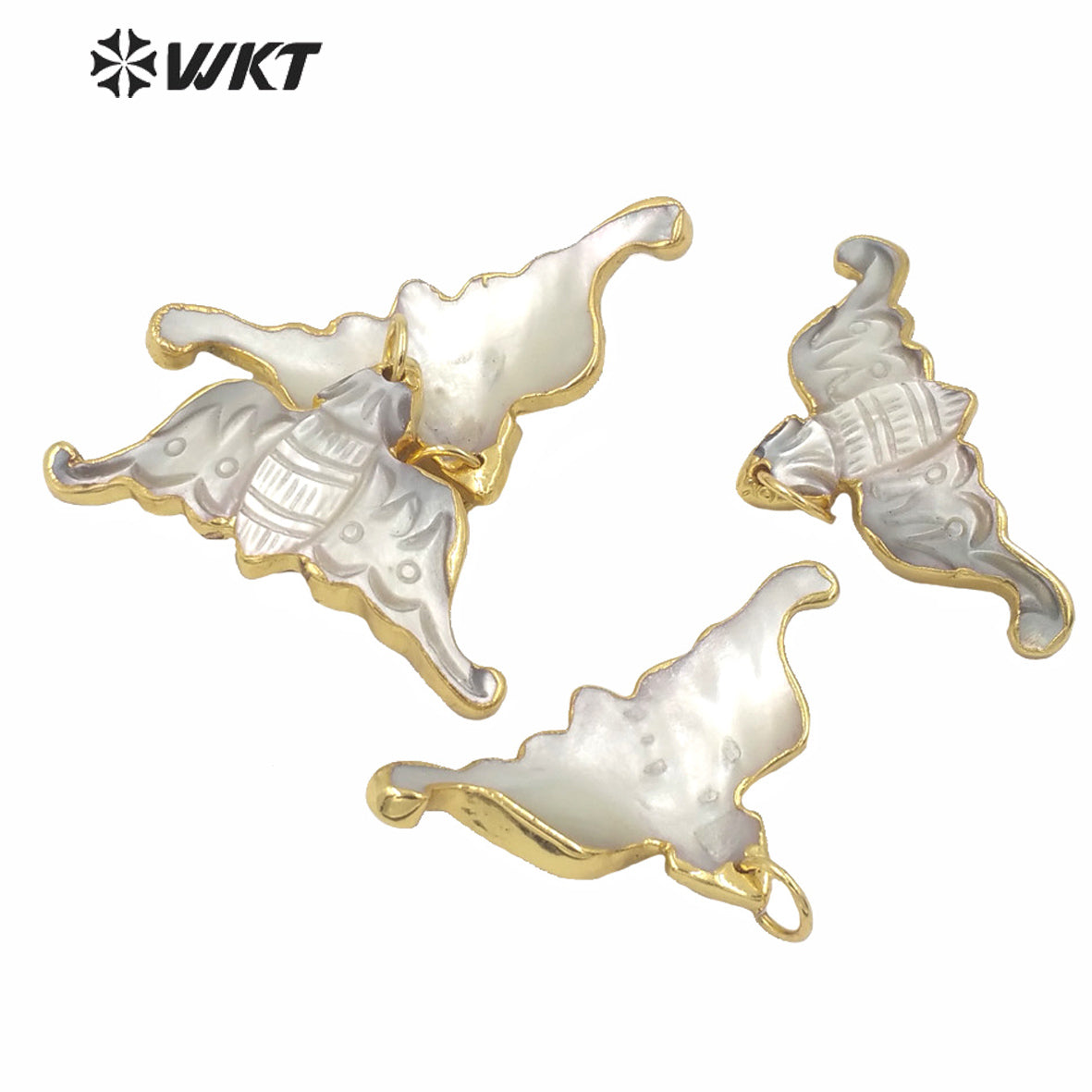 WT-JP232 Wholesale Gold Electroplated Mother of Pearl Bat Pendant Gorgeous White MOP Animals Bat Necklace Pendant