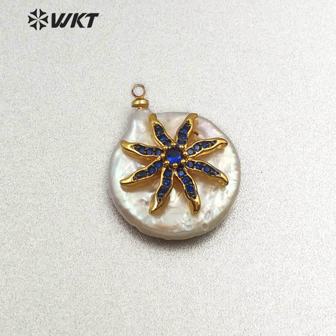 MP131 Wholesale Populared Starfish Multi-pattern Pearl with Cz Micro Pave Pendant Women Fashion Jewelry Circular Pearl Pendant