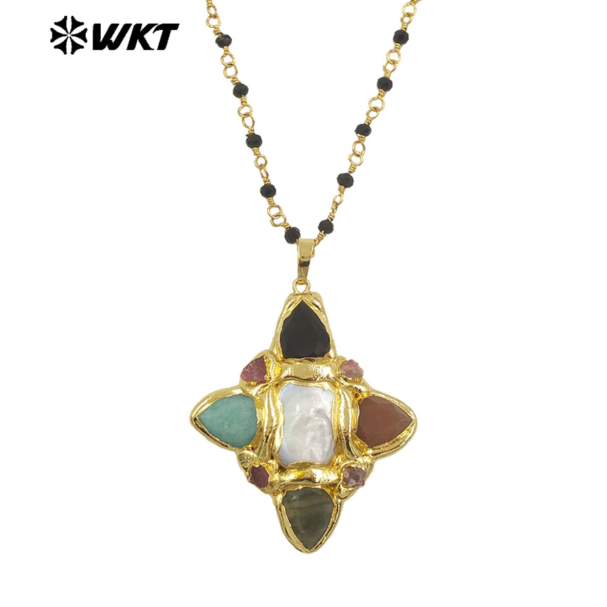 WT-JN281 WKT Hot New Arrival With Round Shape 18k Gold Plated Decorate Drop StoneJewelry Necklace for Women Different Color