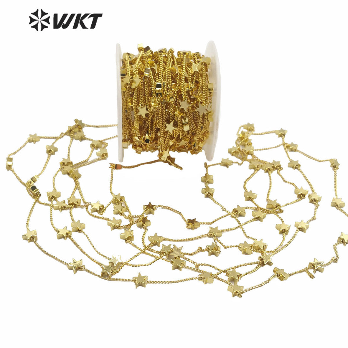 WT-BC136 Amazing Populared Gold Star Charm Brass Chain by Meter Fashion Diy Jewelry Design Charm Chain Findings for Women