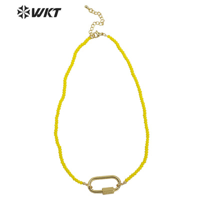 WT-N1401 Wholesale Fashion 2mm Ceramic Beads Locker Necklace Elegant Simple Handmade Strand Choker Necklace in 16 Inch Long