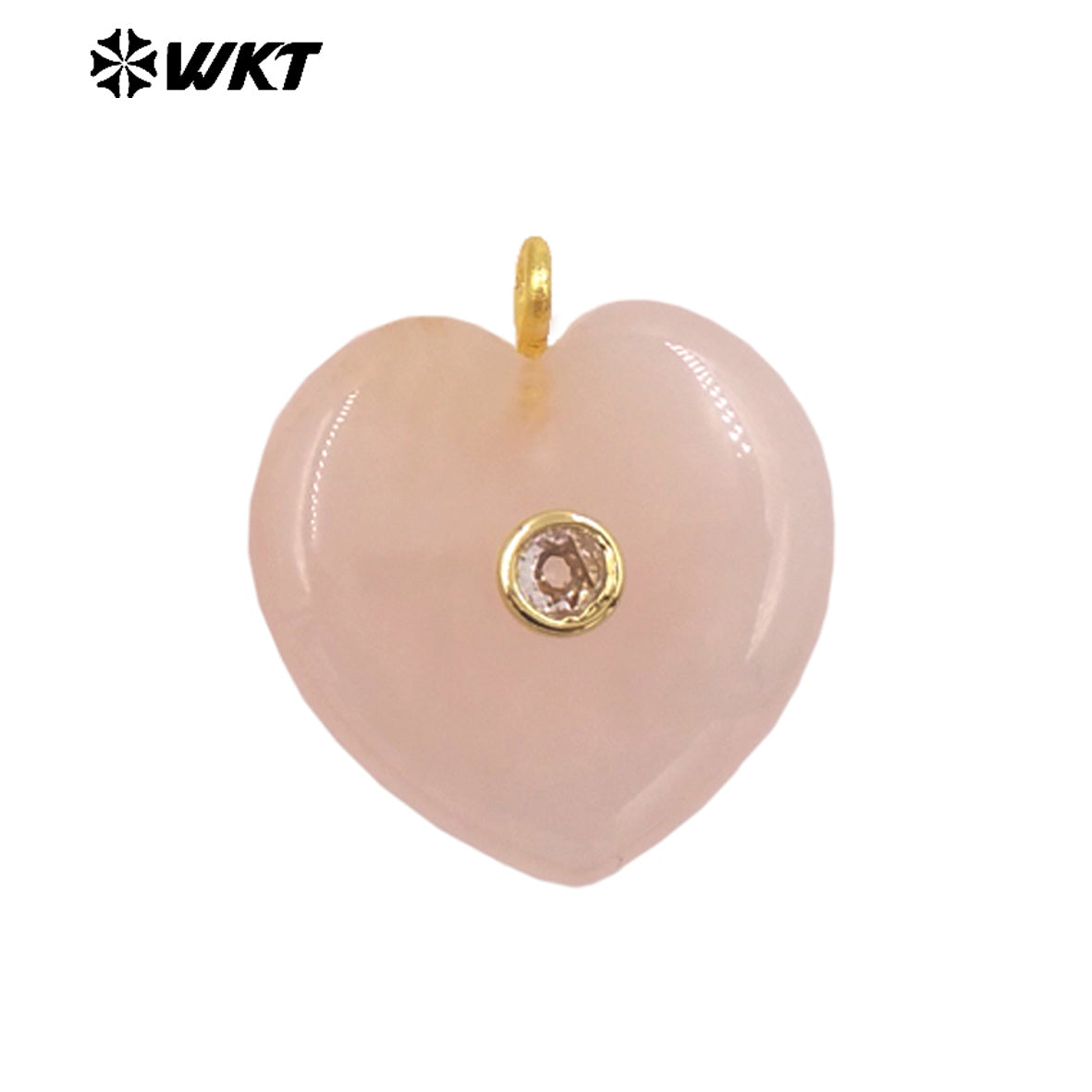 WT-P2087 Lovely Gold Plated Zircon Setting In Natural Gemstone Heart Shape Pendants For Women Romantic Necklace DIY Design