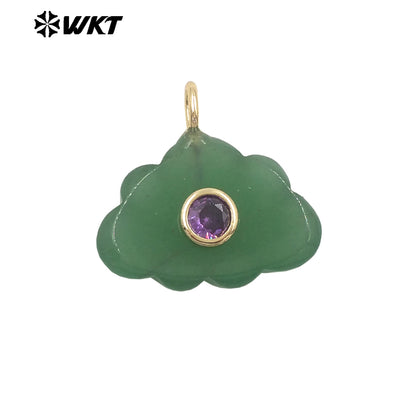 WT-P2135 Lovely Design Multi Colors Zircon And Natural Gemstones Cloud Shape Pendants As Necklace Earrings Making Findings
