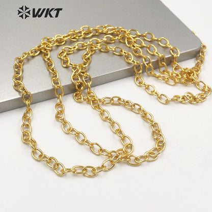 WT-BC154 New Popular Factory Directly Sales Jewelry Findings Brass Chain Women Fashion Real Gold Plated Oval Link Combined Chain