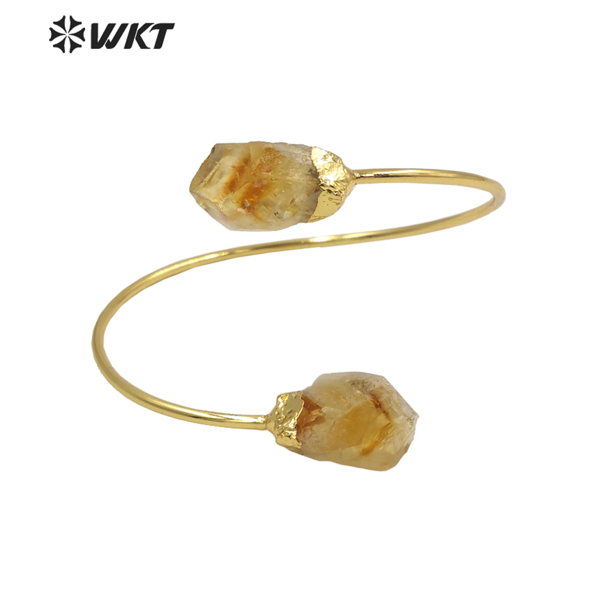 WT-B585 Wholesale Women Chic Gorgeous Bangle Lovely Popular Yellow Citrine and Amethyst Bangle for Party Wearing Stone Jewelry