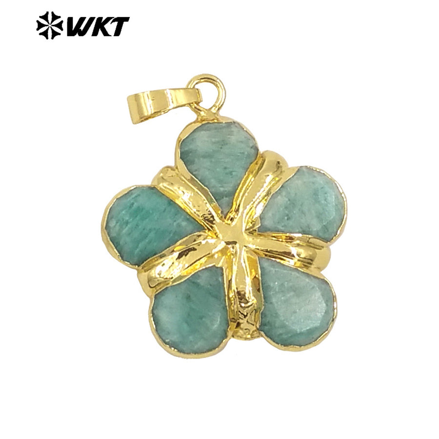 WT-P1966 Wholesale Unique Charming Teardrop Stone Assemble As Flower Pendants in 18K Real Gold Plated for Necklace Jewelry