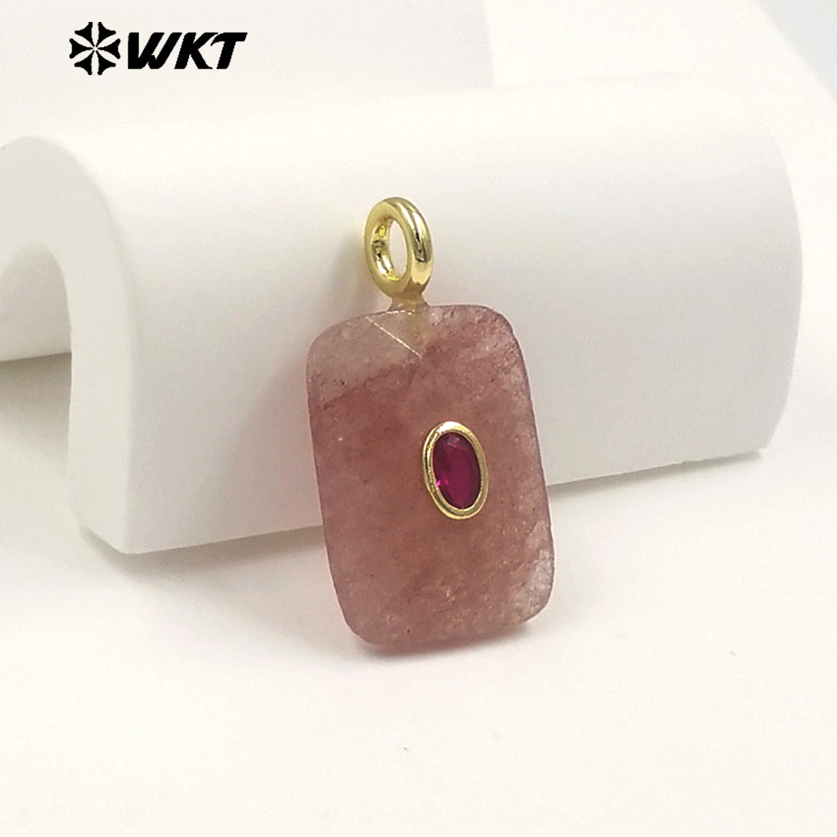 WT-P2107 High Quality Colorful Zircon And Natural Gemstone Faceted Rectangle Pendants As Women Simple Jewelry Accessories