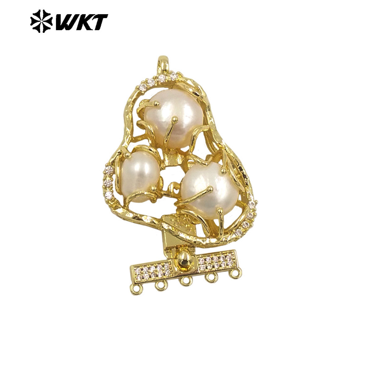 WT-JP400 Gorgeous Handmade Triple Natural Freshwater Pearl Jewelry Conector for Necklace Design