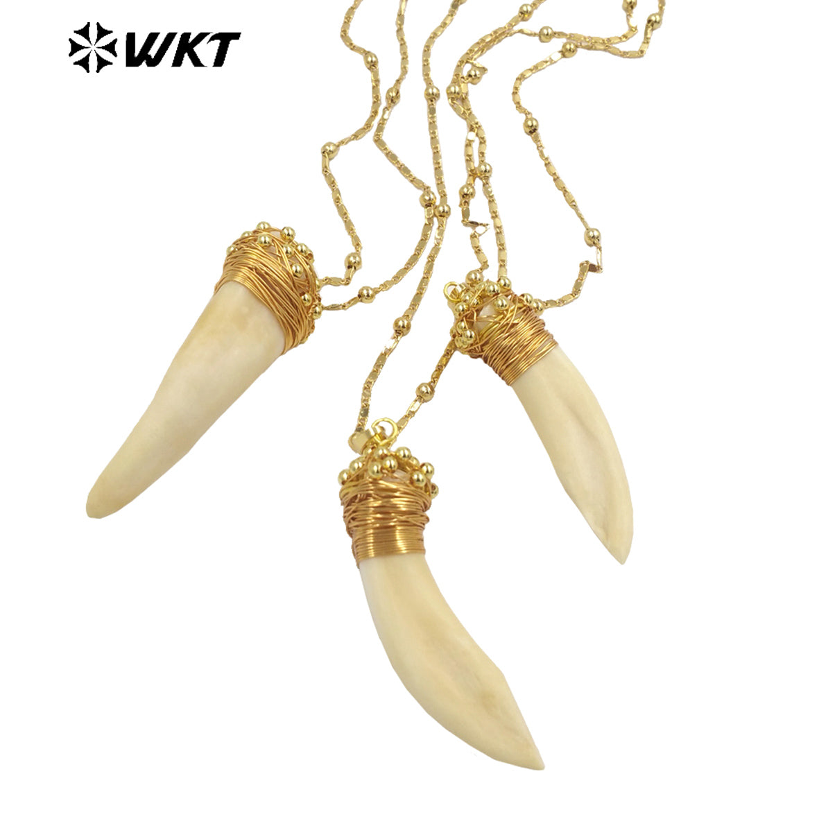 WT-JN237 Wholesale Shark Teeth Design Men Fashion Design 18k Chain Gold Plated Exquisite High Quality Scallop Necklace