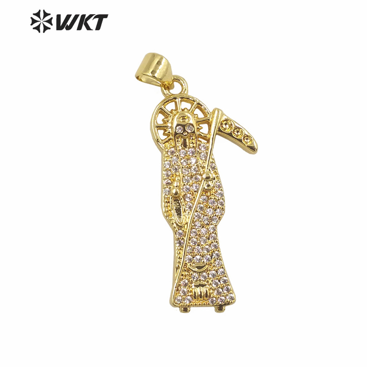 WT-MP280 Newest Vintage Style Female Deity Shaped Rectangle Shaped Cubic Zircon Madonna Design Pendant