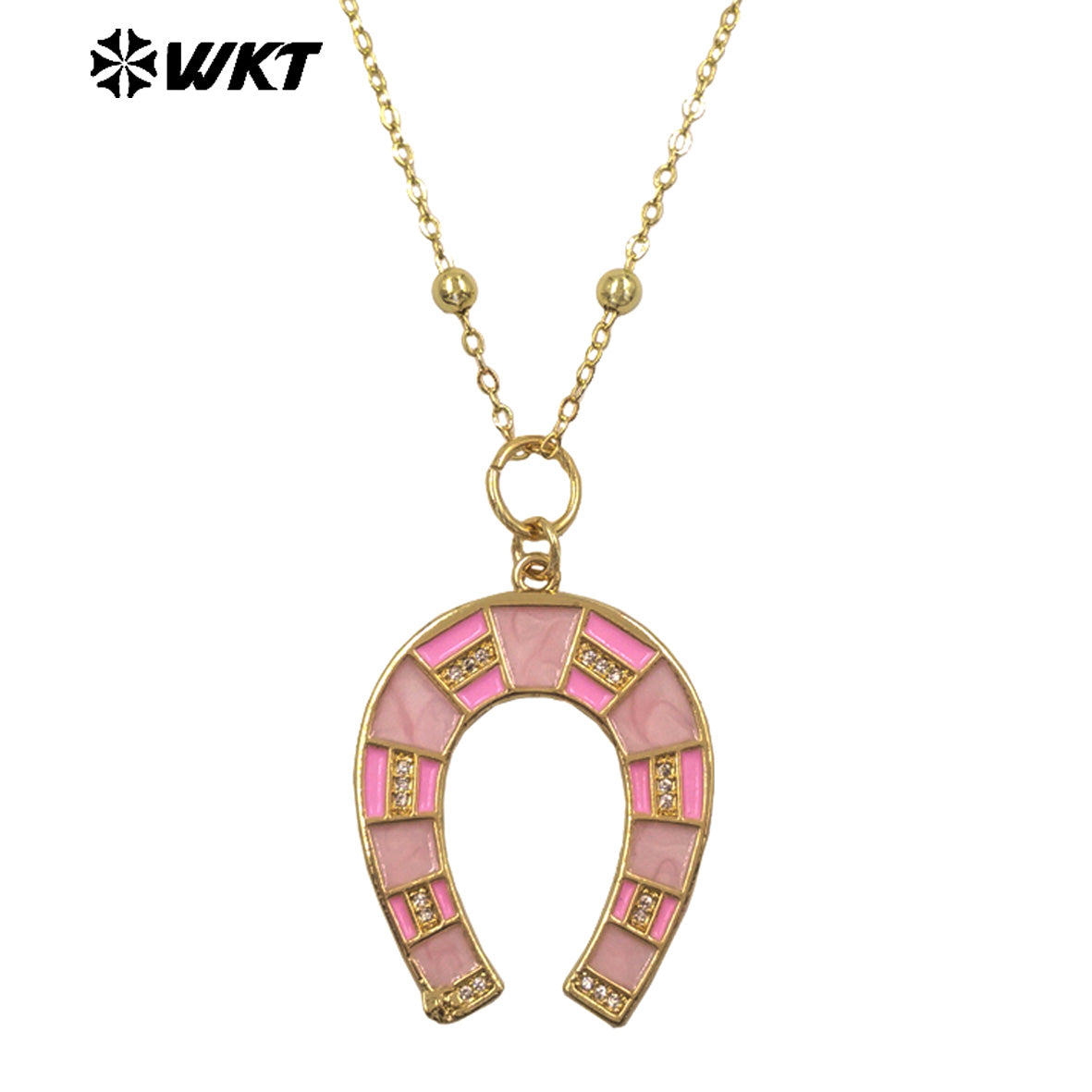 WT-N1517 Newest Design Gold Plated Chain With Colorful Drop Oil Letter U Shape Pendant Necklace For Women Unique Jewelry
