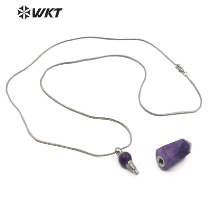 WT-N1161 Wholesale Classic Fashion Silver Necklace with Stone Perfume Bottle Pendant Silver Necklace