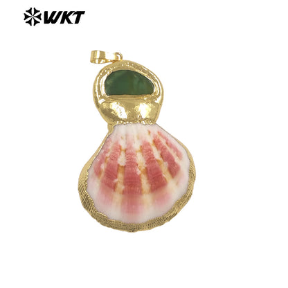 WT-JP508 High Quality Gold Plated Natural Stone And Scallop Shell Splicing Pendants For Handmade Necklace Design Accessory