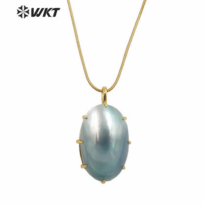 WT-JN250 Wholesale Vintage Style Trendy Natural Mabe Shell Exquisite High Quality Pendant Necklace