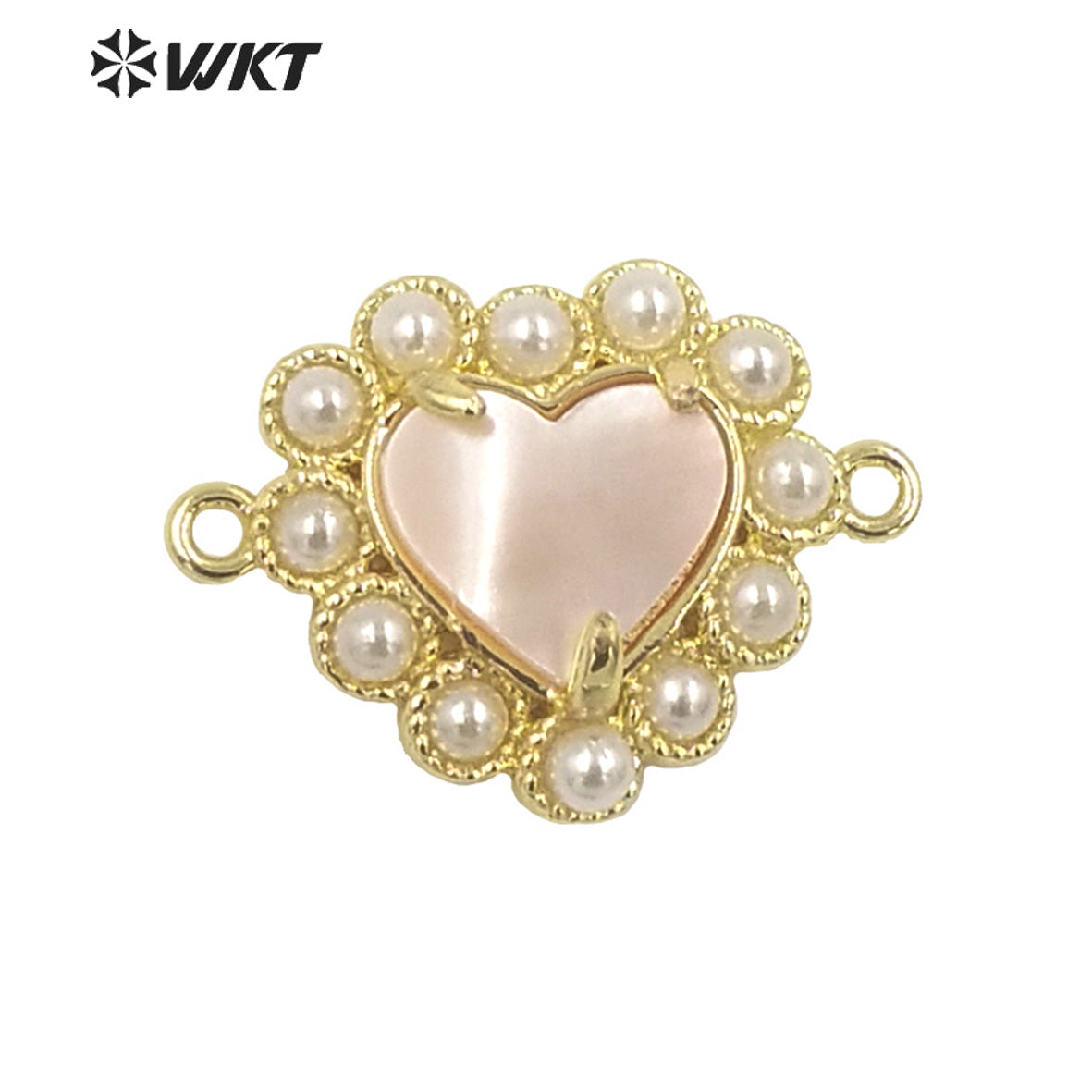 WT-PC007 Charming Lovely Claw Setting Natural Shell Made Heart Jewelry Making Connectors for Women