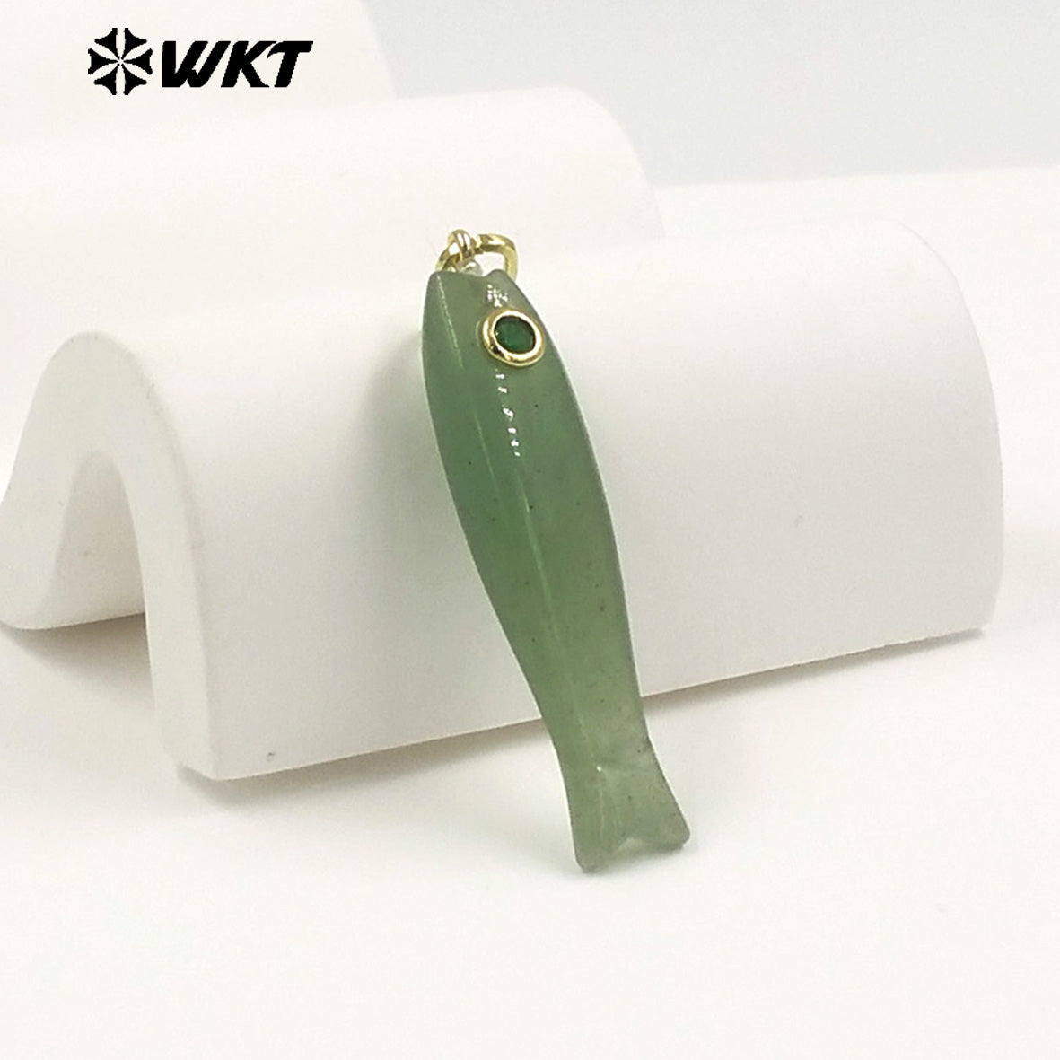 WT-P2114 Interesting Cute Style Natural Gemstones And Zircon Long Fish Shape Charms Pendants For Women Trendy Earrings DIY