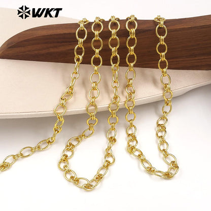 WT-BC272 Minimalism 18K Gold Electroplated On Yellow Brass Double Circles Metal Oval Chain For Men And Women Jewelry Making