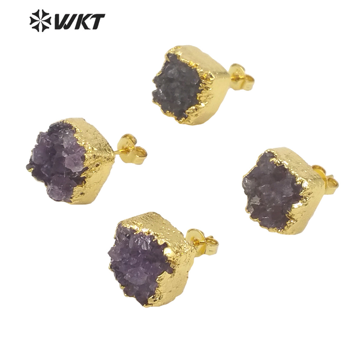 WT-E652 New Arrival Earrings Studs Wholesale Amethyst Stone Beautiful and Elegant Fashion Earrings for Lady As Luxury Gift