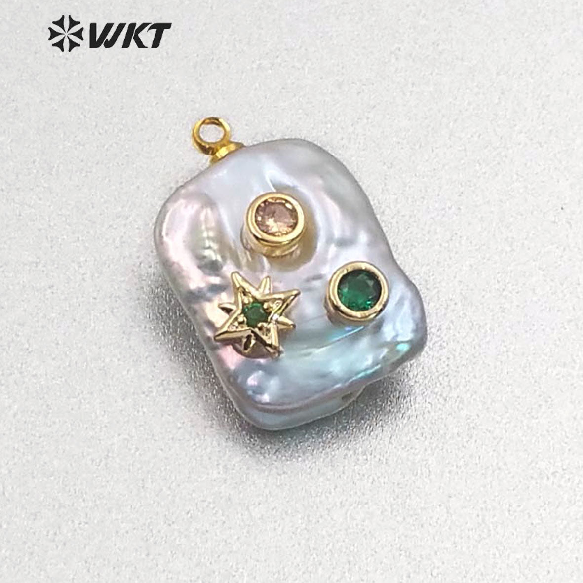 MP134 Newest High Quality Diversified Patterns Micro Pave Rectangular Pendant Sparkling Lady Jewelry Freshwater Pearl Pendant