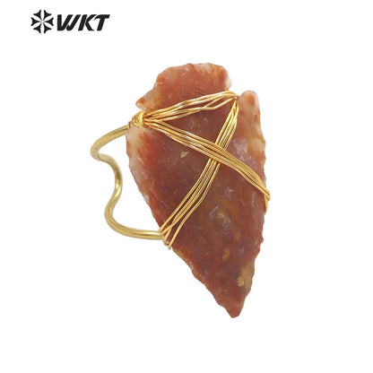WT-R391 WKT 2022 Hot Style Vintage Ring Indian Agates Ring Natural Stone for Women New Trend Jewelry Ring Party