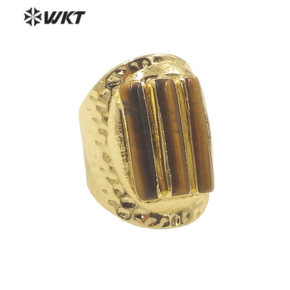 WT-R413 European and American Rings Rock 18k Real Gold Plated Multicolor Gemstone Rings Women's Jewelry Natural Gemstone Rings