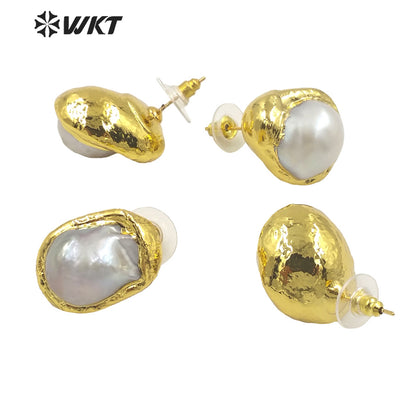 WT-MPE066 WKT 2022 Fashion Style and FreshWater Baroque Pearl Fine Earring for Wedding Party Jewelry Gift Earrings Pearl Studs