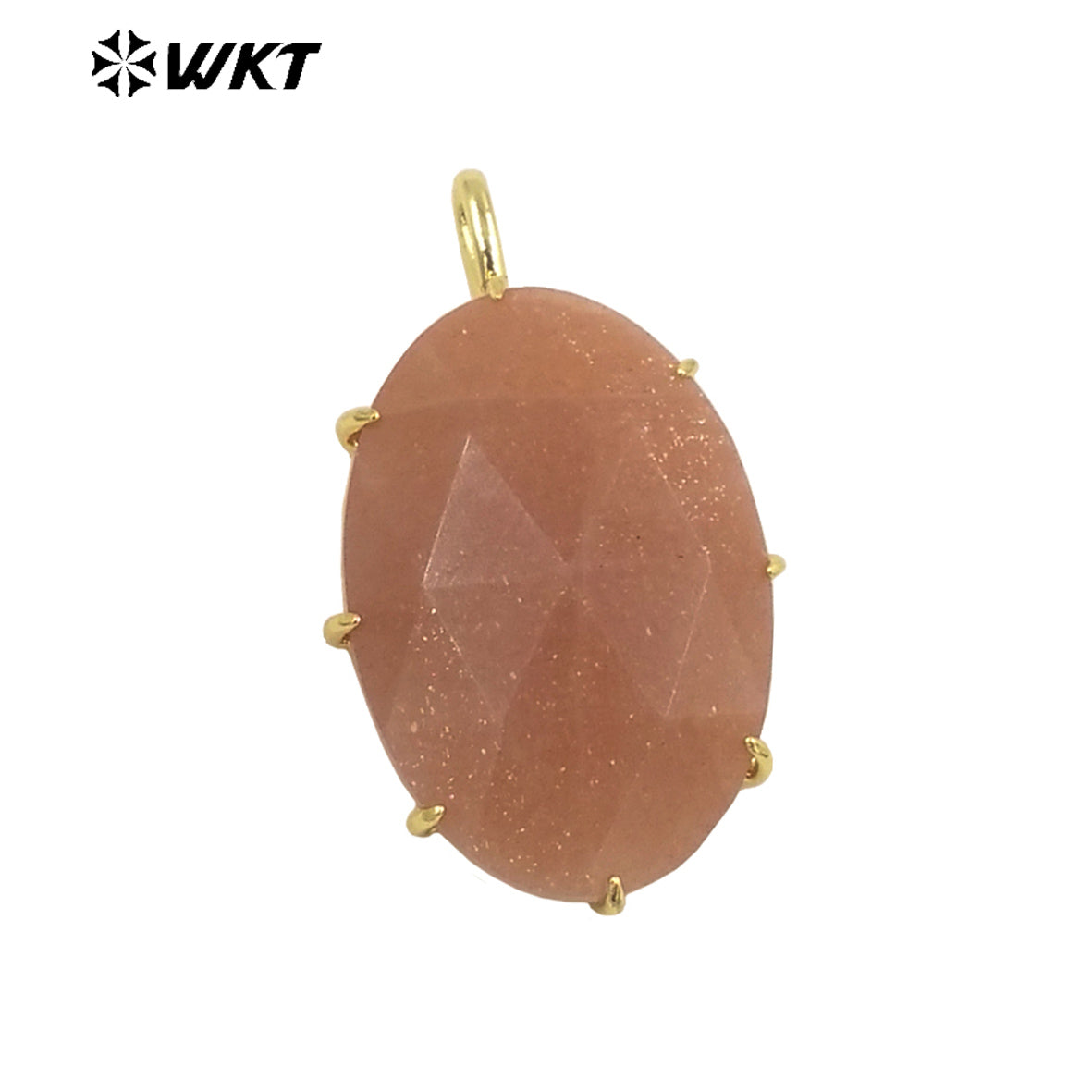 WT-P1912 New Precious Stone Design Pendant 18k Real Gold Plated Claw Setting Oval Amazonite Amethyst Stone Pendants for Birthday